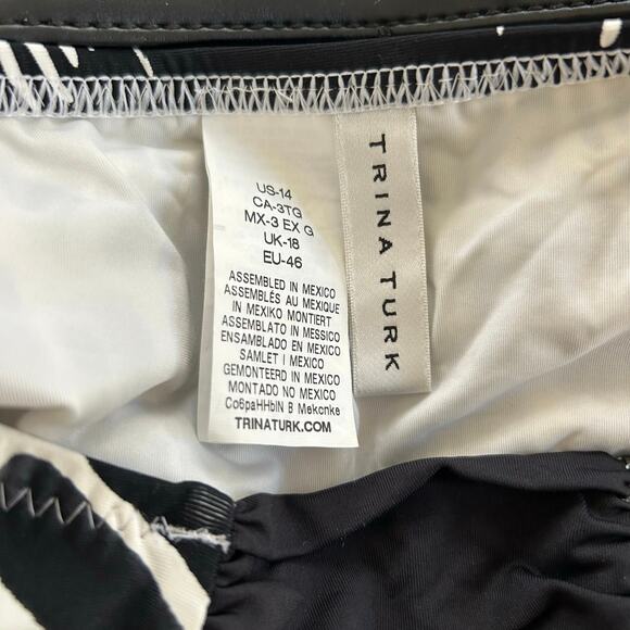 Trina Turk Bikini Top Bottoms Set Tribal Beach Boho Black Size 14 Bundle 3pieces - Picture 12 of 13